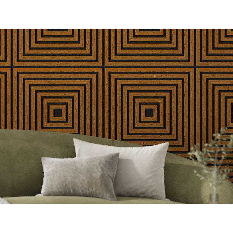 Mexen Linea 13 akustický stenový panel 60 x 60 cm (4ks), plsť 9 mm, technická dyha, Prírodný Dub - S110-60607-13-042