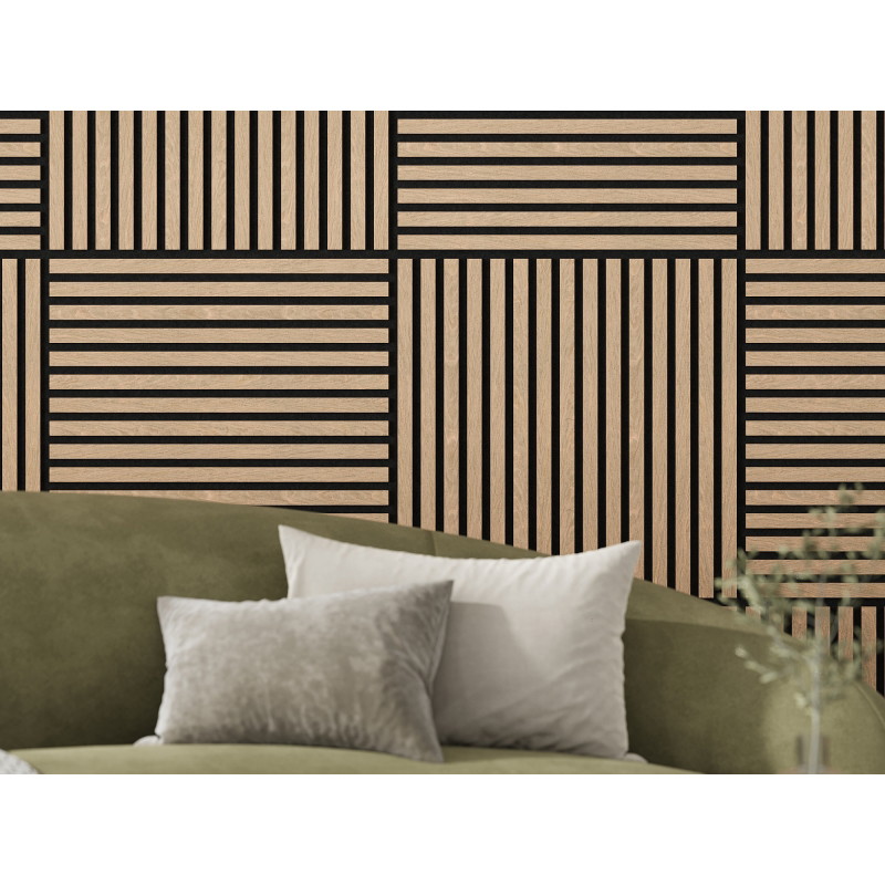 Mexen Linea 15 akustický nástenný panel 60 x 60 cm (4 ks), plsť 9 mm, technická dyha, Biely Dub - S110-60607-15-040