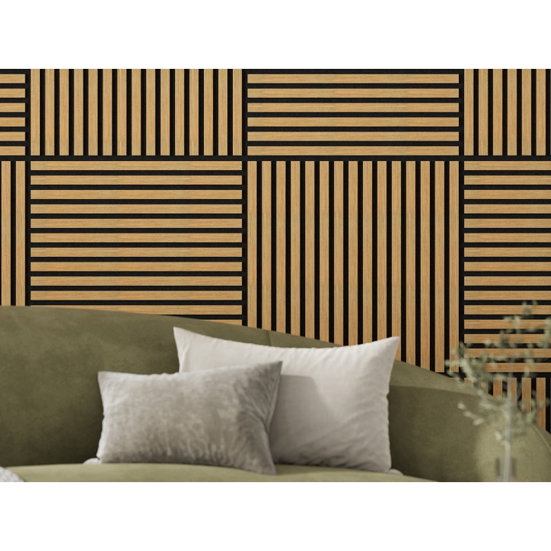 Mexen Linea 15 akustický stenový panel 60 x 60 cm (4ks), plsť 9 mm, technická dýha, Dub Classic - S110-60607-15-041