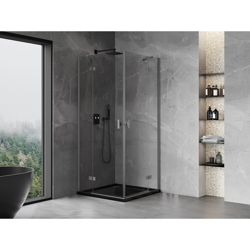 Mexen Mist-H Duo sprchová kabína s otočnými dverami 95 x 95 cm, priehľadná, gun metal - 8A5-095L-095P-95-00