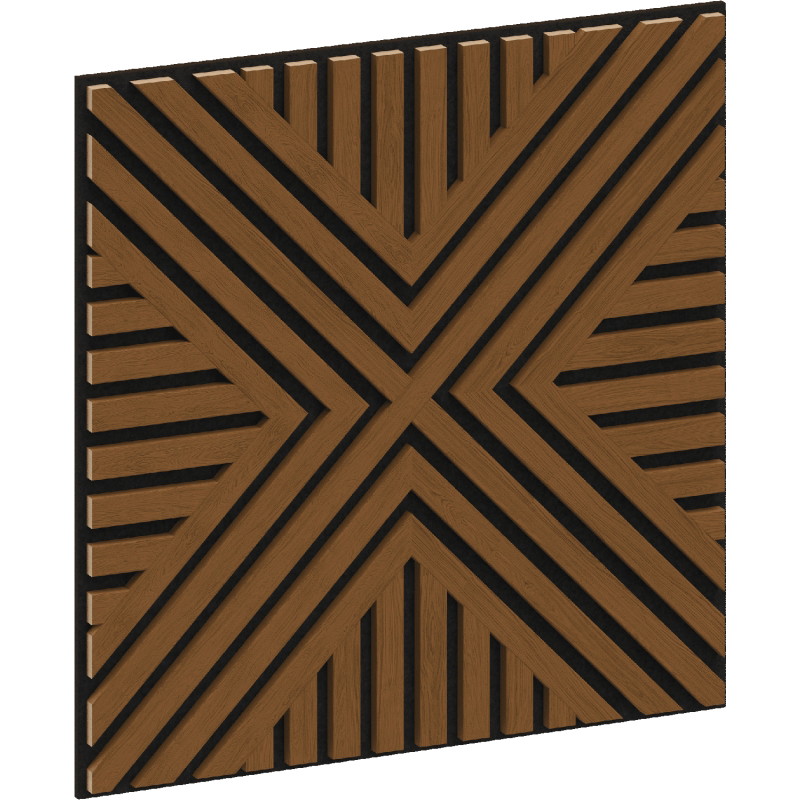 Mexen Linea 05 akustický nástenný panel 60 x 60 cm (4ks), plsť 9 mm, technická dyha, Prírodný Dub - S110-60607-05-042