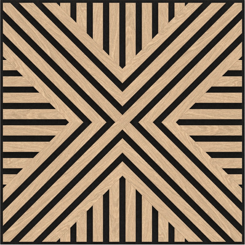 Mexen Linea 06 akustický nástenný panel 60 x 60 cm (4 ks), plsť 9 mm, technická dyha, Bielený Dub - S110-60607-06-040