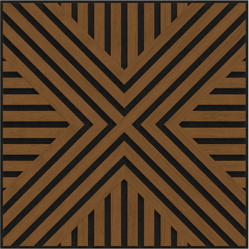 Mexen Linea 06 akustický nástenný panel 60 x 60 cm (4ks), plsť 9 mm, technická dyha, Dub Natural - S110-60607-06-042