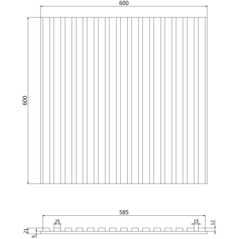 Mexen Linea 15 akustický stenový panel 60 x 60 cm (4ks), plsť 9 mm, technická dýha, Dub Classic - S110-60607-15-041