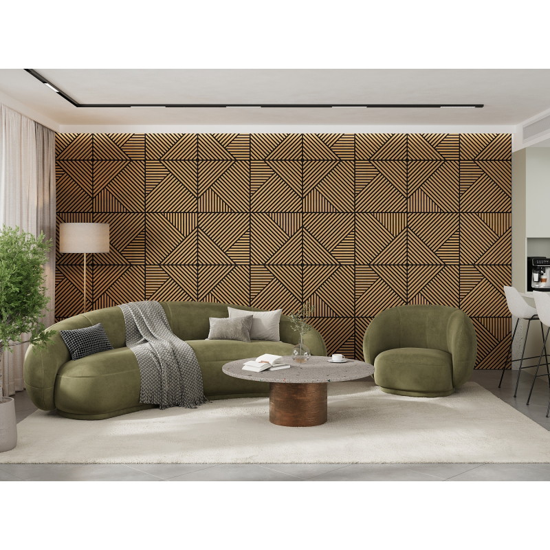 Mexen Linea 25 akustický stenový panel 60 x 60 cm (4ks), plsť 9 mm, technická dyha, Dub Classic - S110-60607-25-041