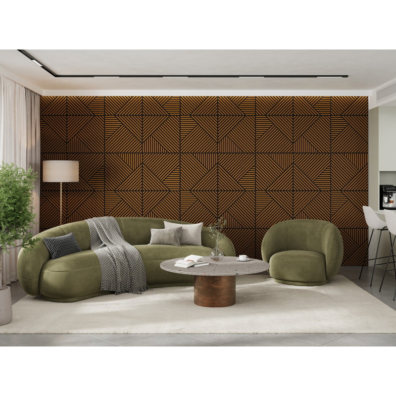Mexen Linea 25 akustický nástenný panel 60 x 60 cm (4 ks), plsť 9 mm, technická dyha, Prírodný Dub - S110-60607-25-042