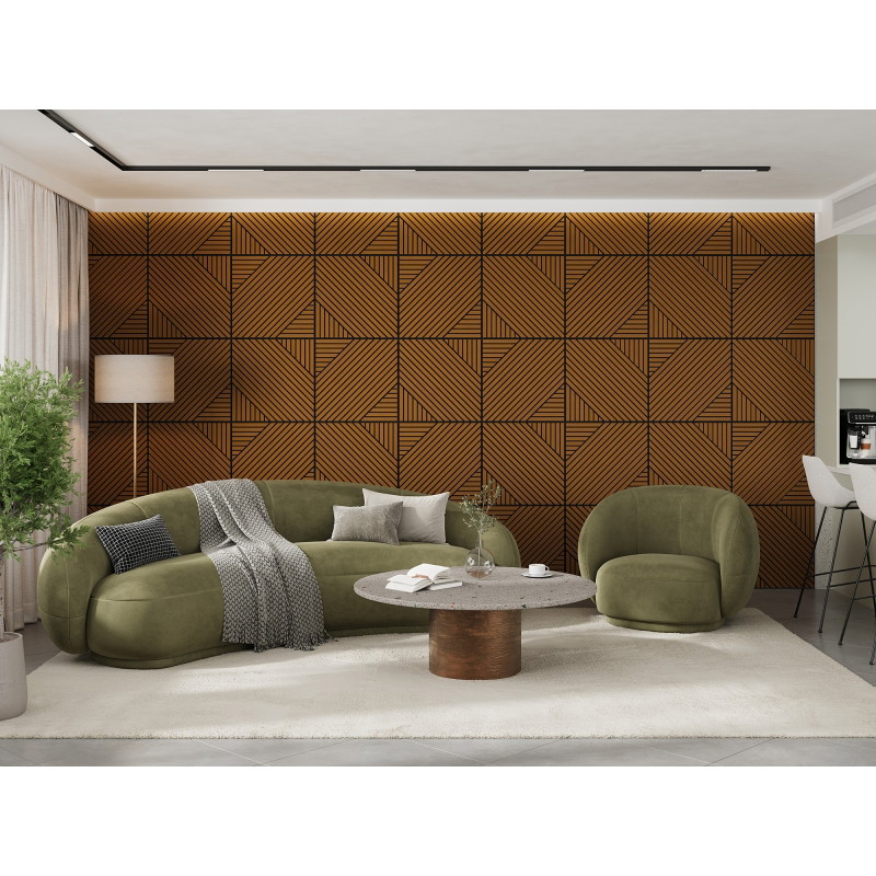 Mexen Linea 26 akustický nástenný panel 60 x 60 cm (4ks), plsť 9 mm, technická dyha, Prírodný Dub - S110-60607-26-042