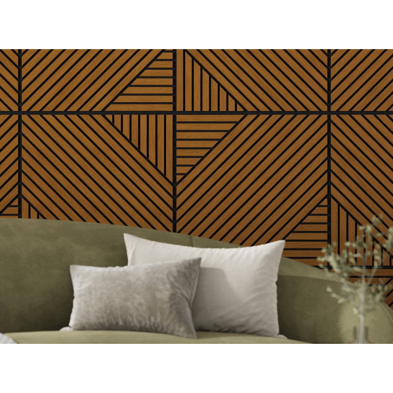 Mexen Linea 26 akustický nástenný panel 60 x 60 cm (4ks), plsť 9 mm, technická dyha, Prírodný Dub - S110-60607-26-042