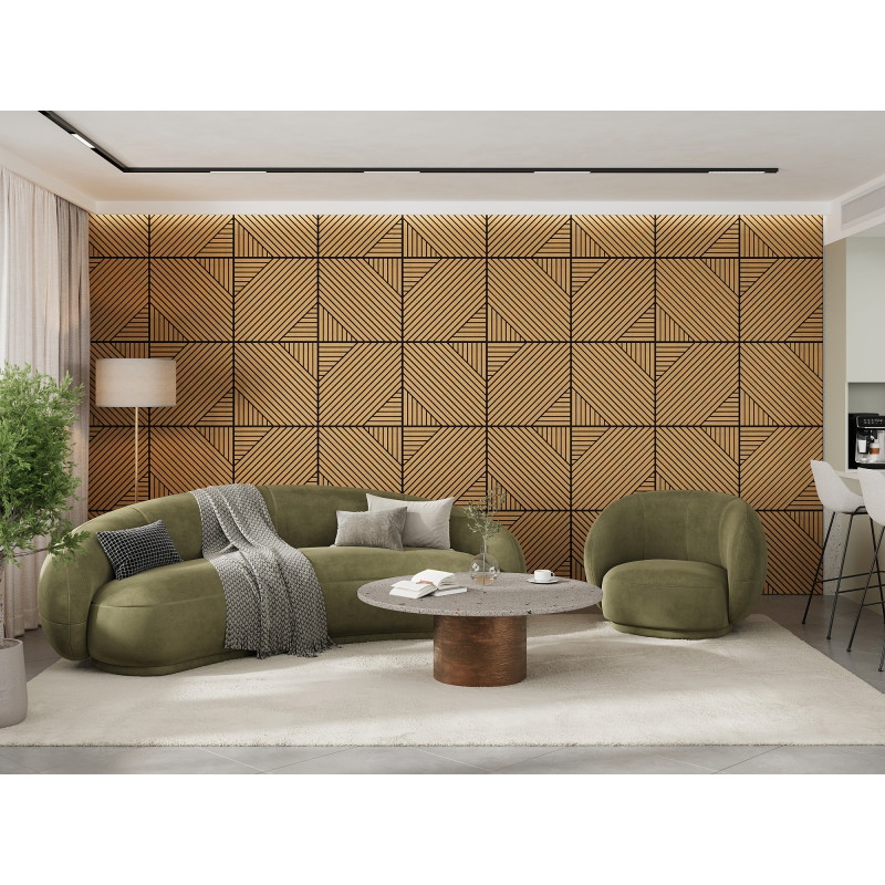 Mexen Linea 26 akustický nástenný panel 60 x 60 cm (4 ks), plsť 9 mm, technická dyha, Dub Classic - S110-60607-26-041