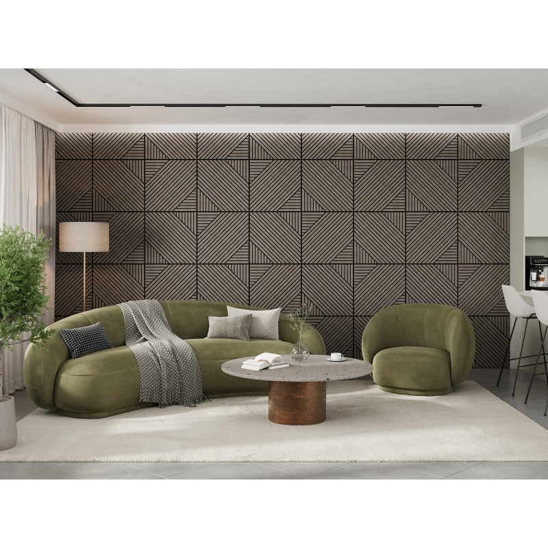Mexen Linea 26 akustický stenový panel 60 x 60 cm (4ks), plsť 9 mm, technická dyha, Sivý dub - S110-60607-26-043