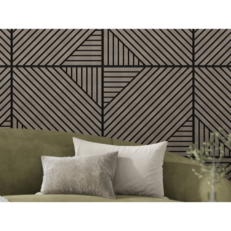 Mexen Linea 26 akustický stenový panel 60 x 60 cm (4ks), plsť 9 mm, technická dyha, Sivý dub - S110-60607-26-043