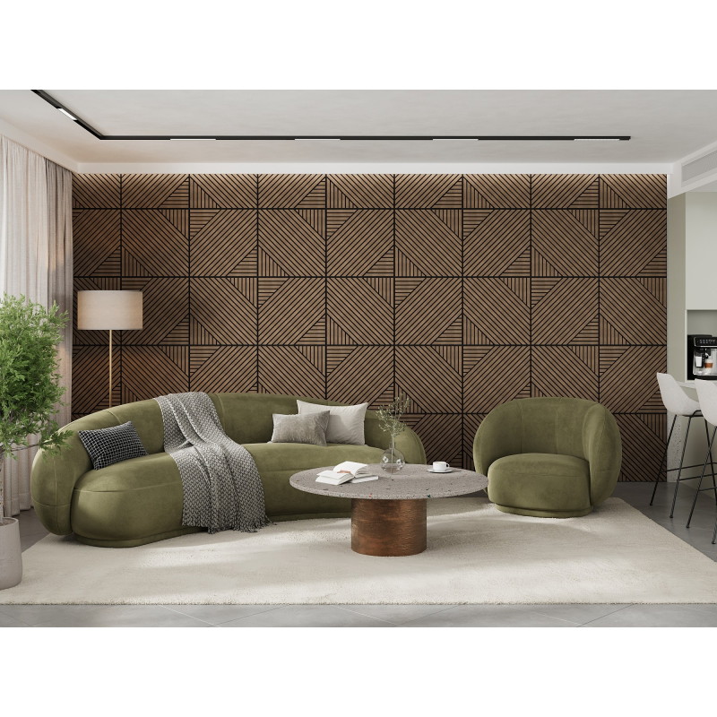 Mexen Linea 26 akustický stenový panel 60 x 60 cm (4 ks), plsť 9 mm, technická dyha, Tmavý Orech - S110-60607-26-044