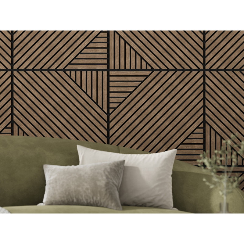 Mexen Linea 26 akustický stenový panel 60 x 60 cm (4 ks), plsť 9 mm, technická dyha, Tmavý Orech - S110-60607-26-044