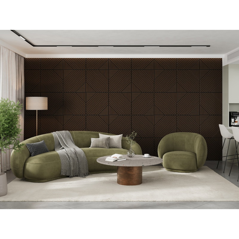 Mexen Linea 26 akustický nástenný panel 60 x 60 cm (4ks), plsť 9 mm, technická dyha, Dub Mocca - S110-60607-26-045