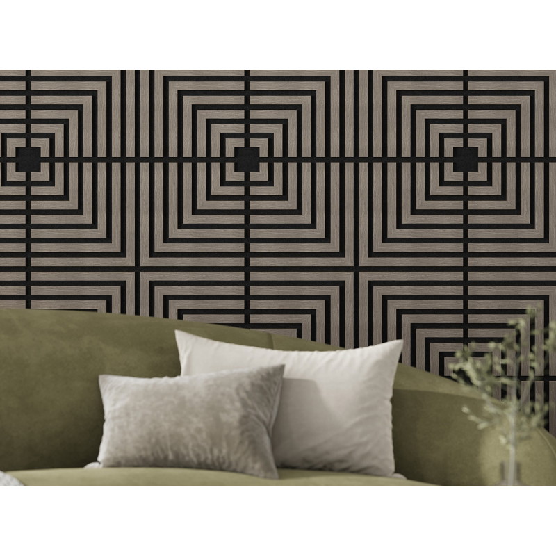 Mexen Linea 02 akustický stenový panel 60 x 60 cm (4 ks), filc 9 mm, technická dyha, Sivý Dub - S110-60607-02-043