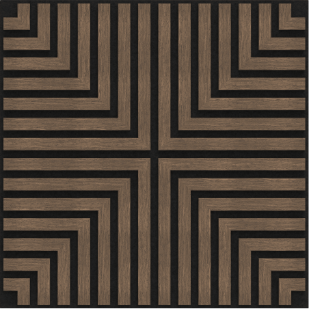 Mexen Linea 02 akustický nástenný panel 60 x 60 cm (4ks), plsť 9 mm, technická dyha, Tmavý Orech - S110-60607-02-044
