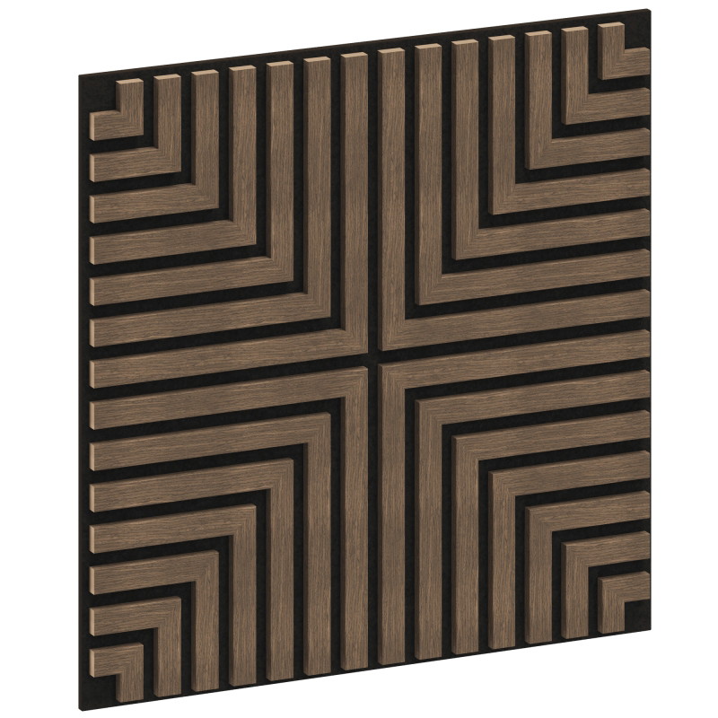 Mexen Linea 02 akustický nástenný panel 60 x 60 cm (4ks), plsť 9 mm, technická dyha, Tmavý Orech - S110-60607-02-044