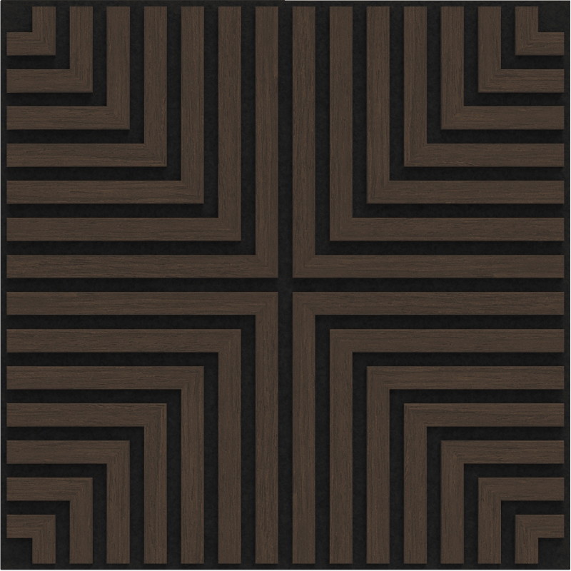 Mexen Linea 02 akustický nástenný panel 60 x 60 cm (4ks), plsť 9 mm, technická dyha, Dub Mocca - S110-60607-02-045