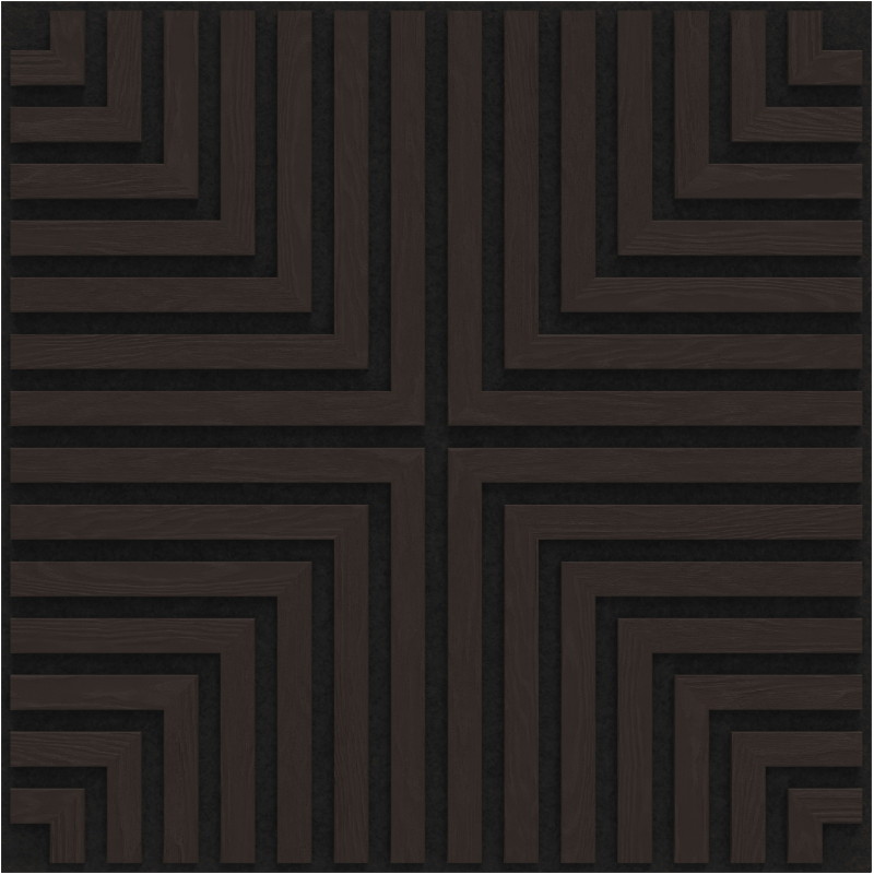 Mexen Linea 02 akustický stenový panel 60 x 60 cm (4ks), plsť 9 mm, technická dyha, Čierny Dub - S110-60607-02-046