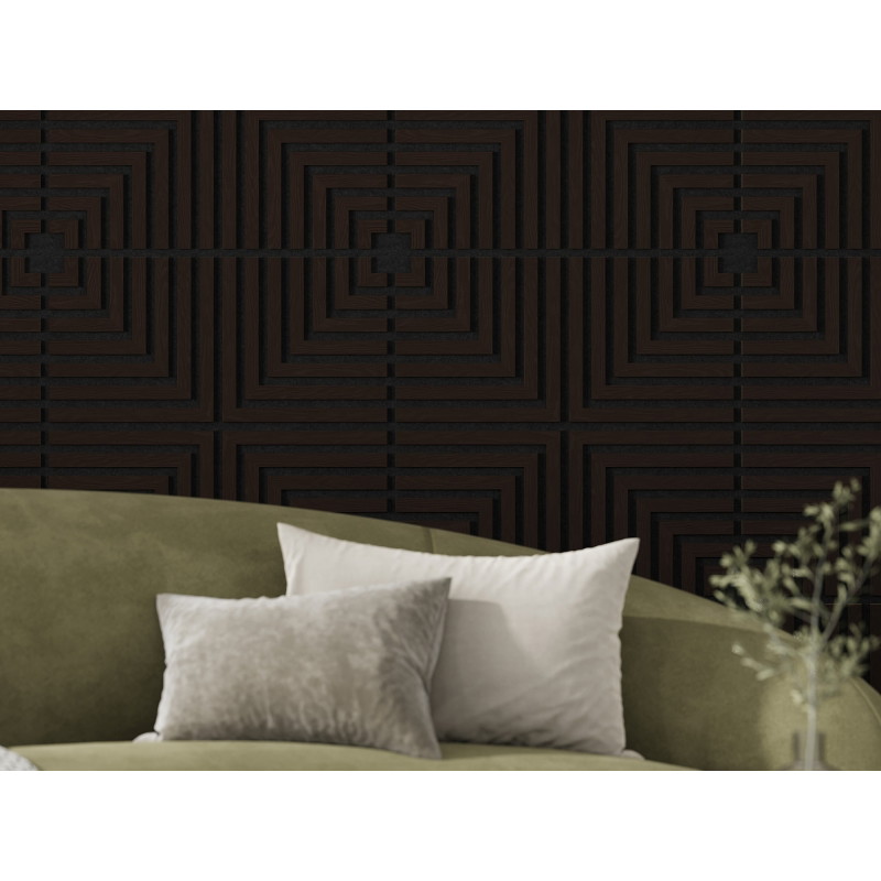 Mexen Linea 02 akustický stenový panel 60 x 60 cm (4ks), plsť 9 mm, technická dyha, Čierny Dub - S110-60607-02-046
