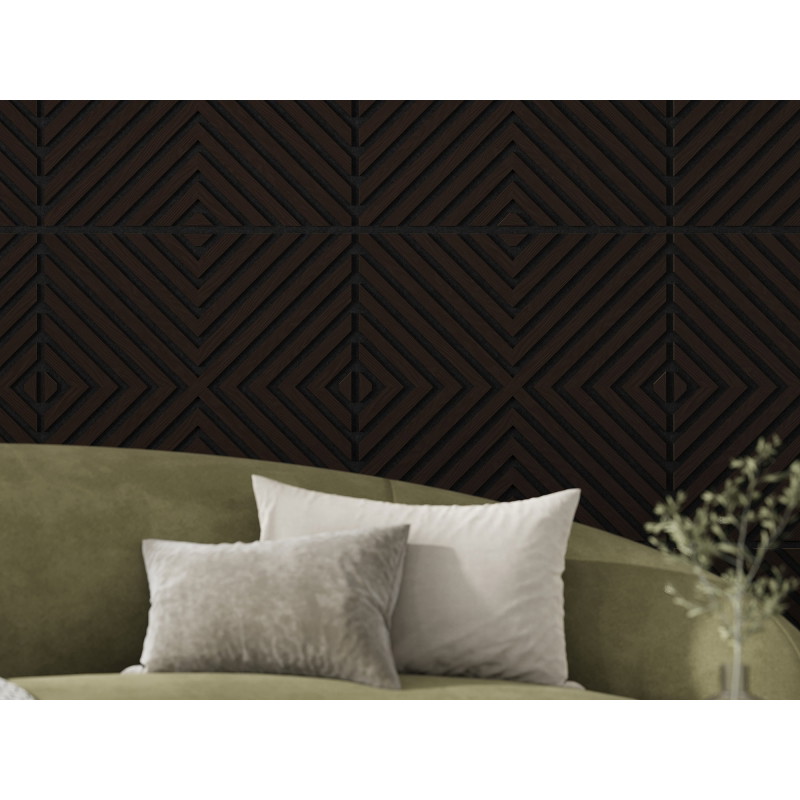 Mexen Linea 01 akustický stenový panel 60 x 60 cm (4ks), plsť 9 mm, technická dyha, Čierny Dub - S110-60607-01-046