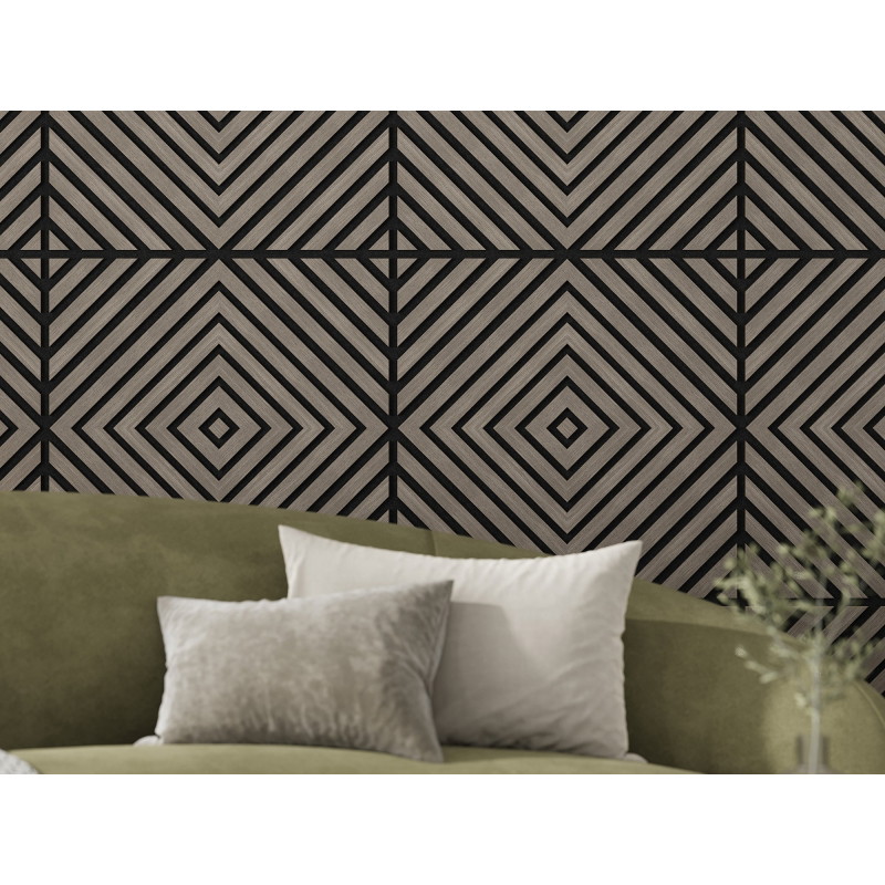 Mexen Linea 03 akustický stenový panel 60 x 60 cm (4 ks), plstená hrúbka 9 mm, technická dyha, Sivý dub