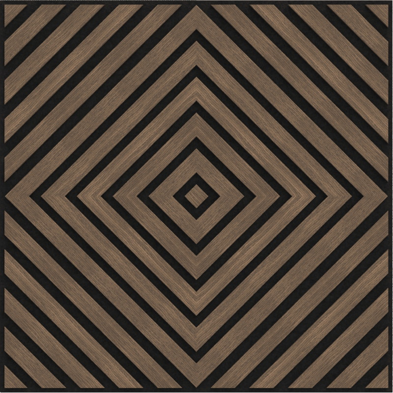 Mexen Linea 03 akustický nástenný panel 60 x 60 cm (4ks), plsť 9 mm, technická dyha, Tmavý Orech - S110-60607-03-044