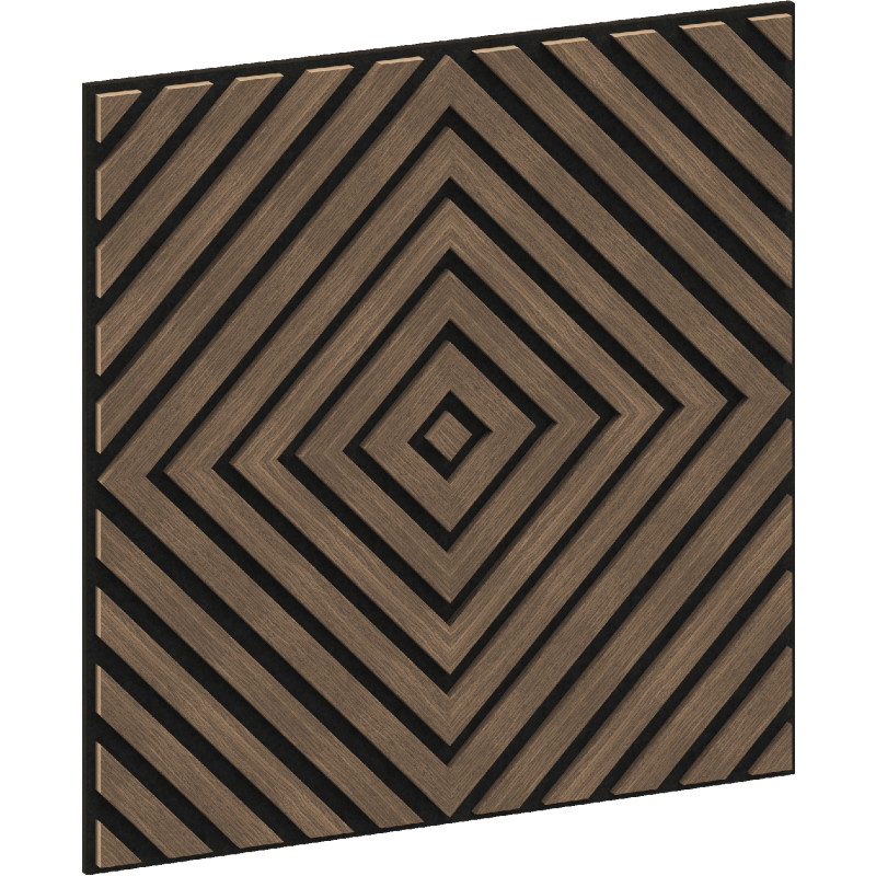 Mexen Linea 03 akustický nástenný panel 60 x 60 cm (4ks), plsť 9 mm, technická dyha, Tmavý Orech - S110-60607-03-044