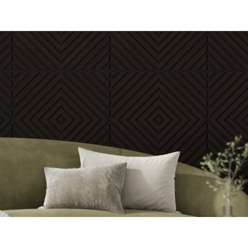 Mexen Linea 03 akustický stenový panel 60 x 60 cm (4ks), plsť 9 mm, technická dýha, Čierny Dub - S110-60607-03-046