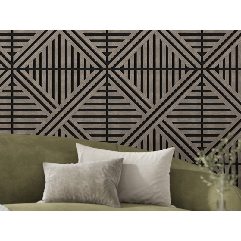 Mexen Linea 05 akustický nástenný panel 60 x 60 cm (4 kusy), plsť 9 mm, technická dyha, Sivý Dub - S110-60607-05-043