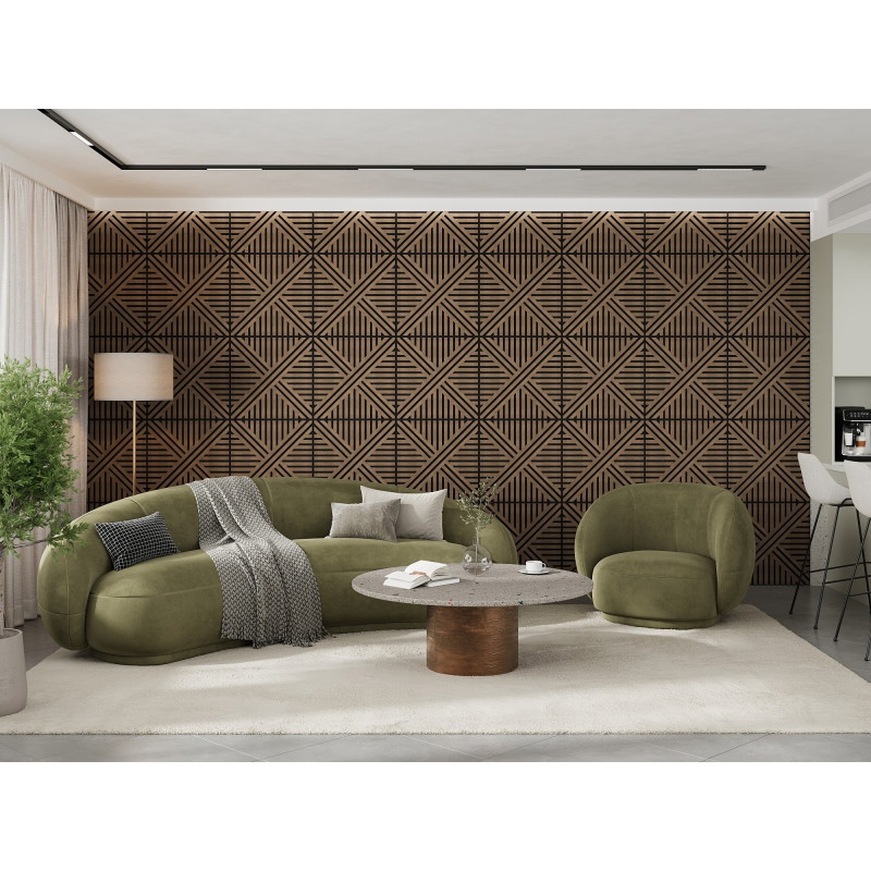 Mexen Linea 05 akustický stenový panel 60 x 60 cm (4 ks), plsť 9 mm, technická dýha, Tmavý Orech - S110-60607-05-044