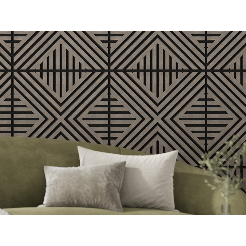 Mexen Linea 06 akustický nástenný panel 60 x 60 cm (4 ks), plsť 9 mm, technická dyha, Sivý Dub - S110-60607-06-043