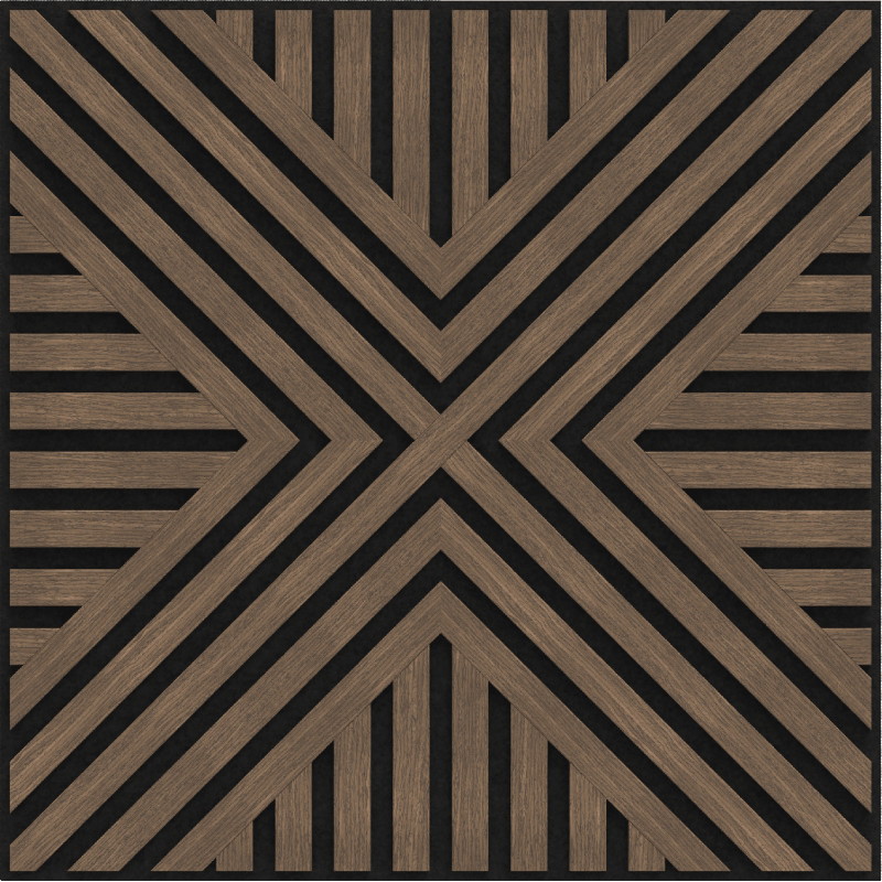 Mexen Linea 06 nástenný akustický panel 60 x 60 cm (4 ks), plsť 9 mm, technická dyha, Tmavý Orech - S110-60607-06-044