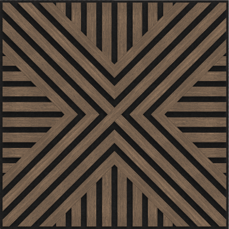 Mexen Linea 06 nástenný akustický panel 60 x 60 cm (4 ks), plsť 9 mm, technická dyha, Tmavý Orech - S110-60607-06-044
