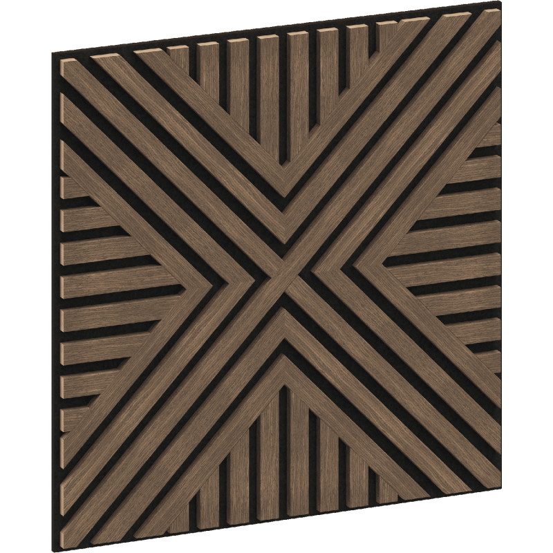 Mexen Linea 06 nástenný akustický panel 60 x 60 cm (4 ks), plsť 9 mm, technická dyha, Tmavý Orech - S110-60607-06-044