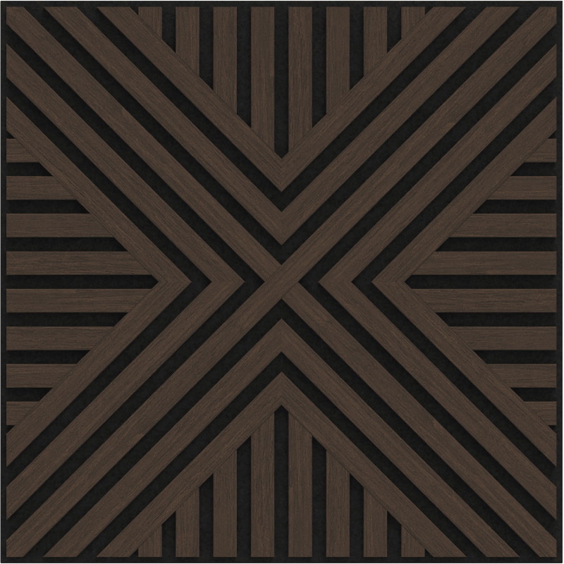 Mexen Linea 06 akustický stenový panel 60 x 60 cm (4 ks), plsť 9 mm, technická dyha, Dub Mocca - S110-60607-06-045