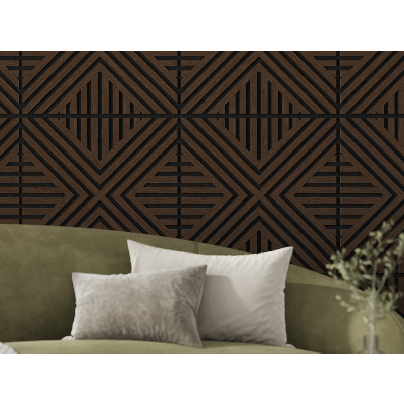 Mexen Linea 06 akustický stenový panel 60 x 60 cm (4 ks), plsť 9 mm, technická dyha, Dub Mocca - S110-60607-06-045