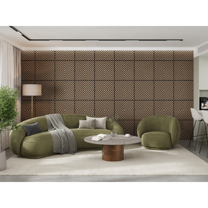 Mexen Linea 01 akustický stenový panel 60 x 60 cm (4 ks), plst 9 mm, technická dyha, Svetlý Orech - S110-60607-01-047