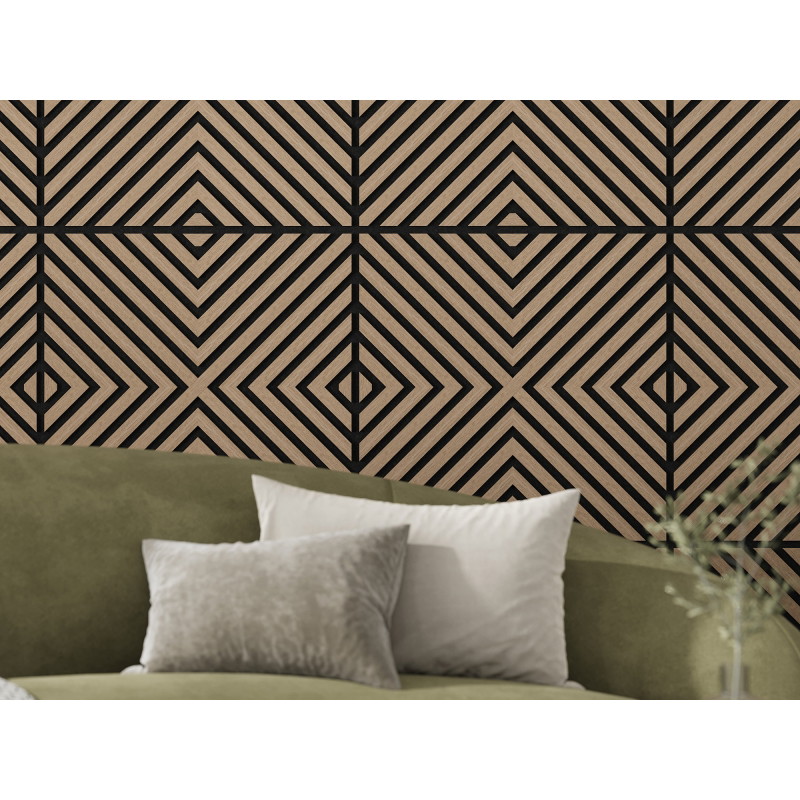 Mexen Linea 01 akustický stenový panel 60 x 60 cm (4 ks), plst 9 mm, technická dyha, Svetlý Orech - S110-60607-01-047