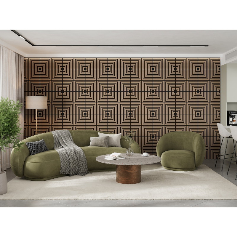 Mexen Linea 02 akustický nástenný panel 60 x 60 cm (4ks), plsť 9 mm, technická dyha, Svetlý Orech - S110-60607-02-047