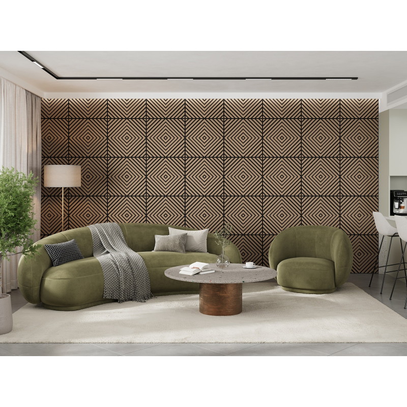 Mexen Linea 03 akustický nástenný panel 60 x 60 cm (4 ks), plsť 9 mm, technická dyha, Svetlý Orech - S110-60607-03-047