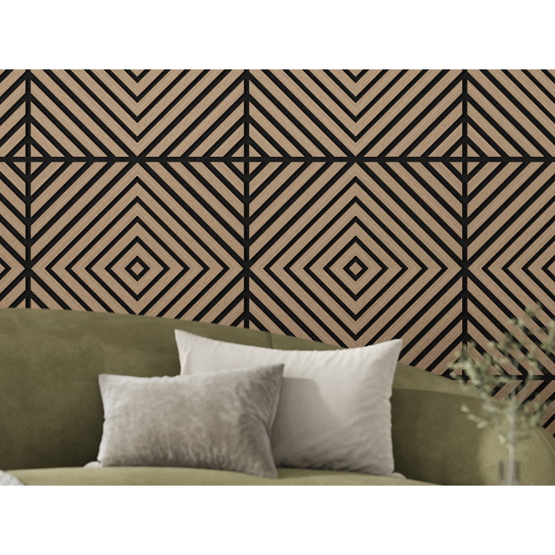 Mexen Linea 03 akustický nástenný panel 60 x 60 cm (4 ks), plsť 9 mm, technická dyha, Svetlý Orech - S110-60607-03-047
