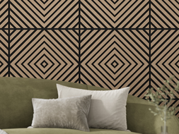Mexen Linea 03 akustický nástenný panel 60 x 60 cm (4 kusy), plsť 9 mm, technická dyha, Svetlý Orech - S110-60607-03-047