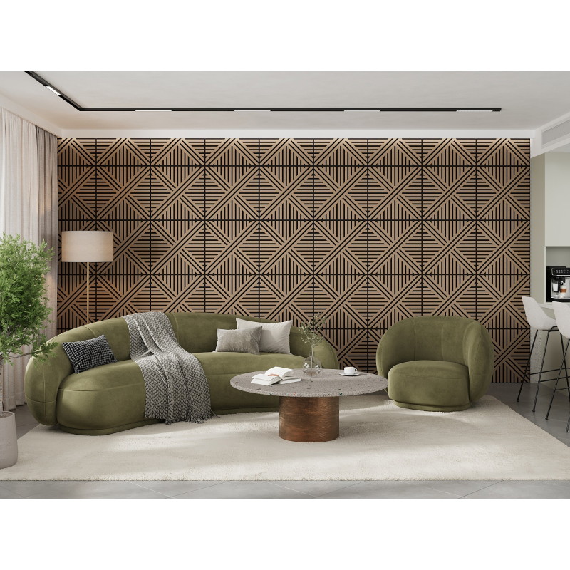 Mexen Linea 05 akustický stenový panel 60 x 60 cm (4ks), plsť 9 mm, technická dyha, Svetlý orech - S110-60607-05-047