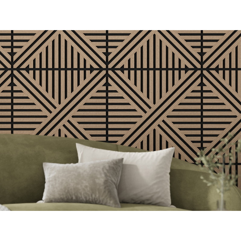 Mexen Linea 05 akustický stenový panel 60 x 60 cm (4ks), plsť 9 mm, technická dyha, Svetlý orech - S110-60607-05-047
