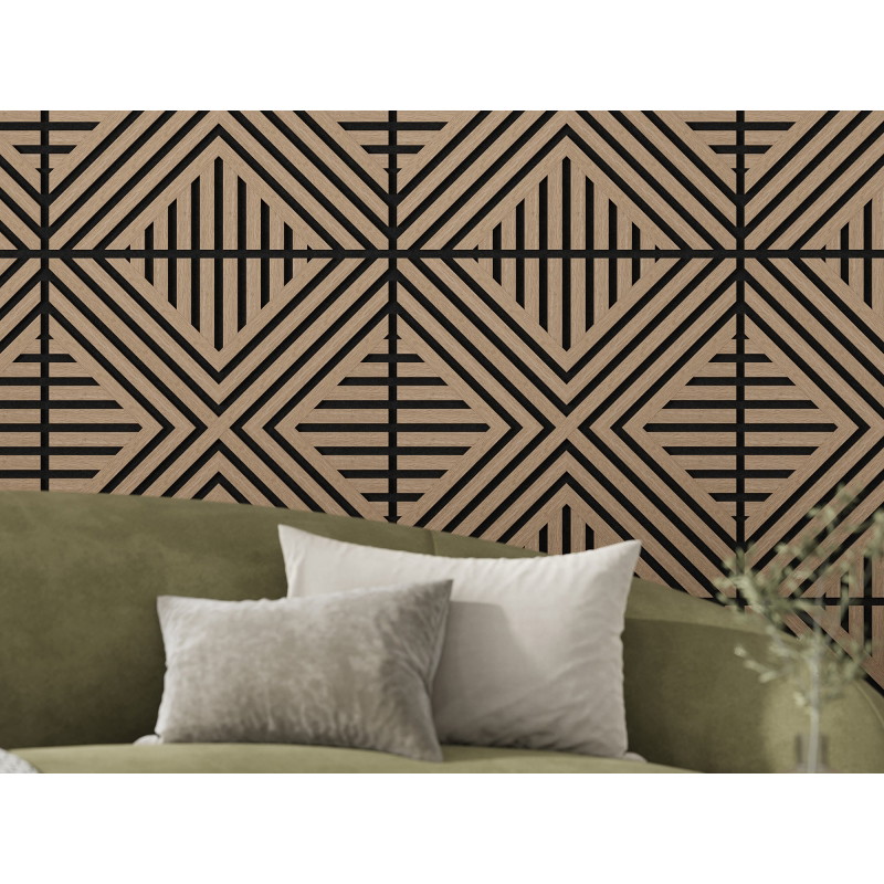 Mexen Linea 06 akustický stenový panel 60 x 60 cm (4ks), plsť 9 mm, technická dyha, Svetlý Orech - S110-60607-06-047