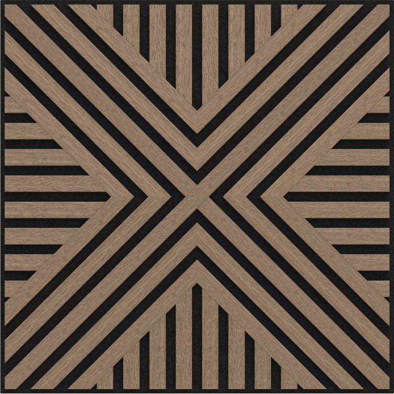 Mexen Linea 06 akustický stenový panel 60 x 60 cm (4ks), plsť 9 mm, technická dyha, Svetlý Orech - S110-60607-06-047