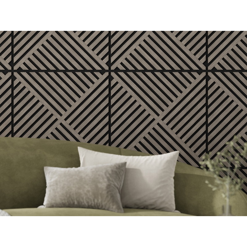 Mexen Linea 08 akustický stenový panel 60 x 60 cm (4ks), plsť 9 mm, technická dyha, Šedý Dub - S110-60607-08-043