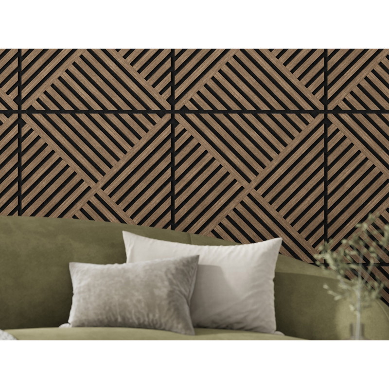 Mexen Linea 08 akustický nástenný panel 60 x 60 cm (4 ks), plsť 9 mm, technická dyha, Tmavý Orech - S110-60607-08-044
