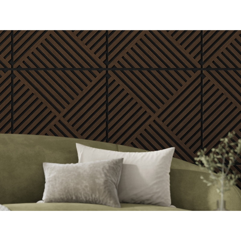 Mexen Linea 08 akustický nástenný panel 60 x 60 cm (4ks), plsť 9 mm, technická dyha, Dub Mocca - S110-60607-08-045